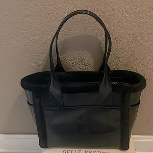 Brand New With Tag NWT KATE SPADE Black Jett Faux SHEARLING KE517 Large TOTE!